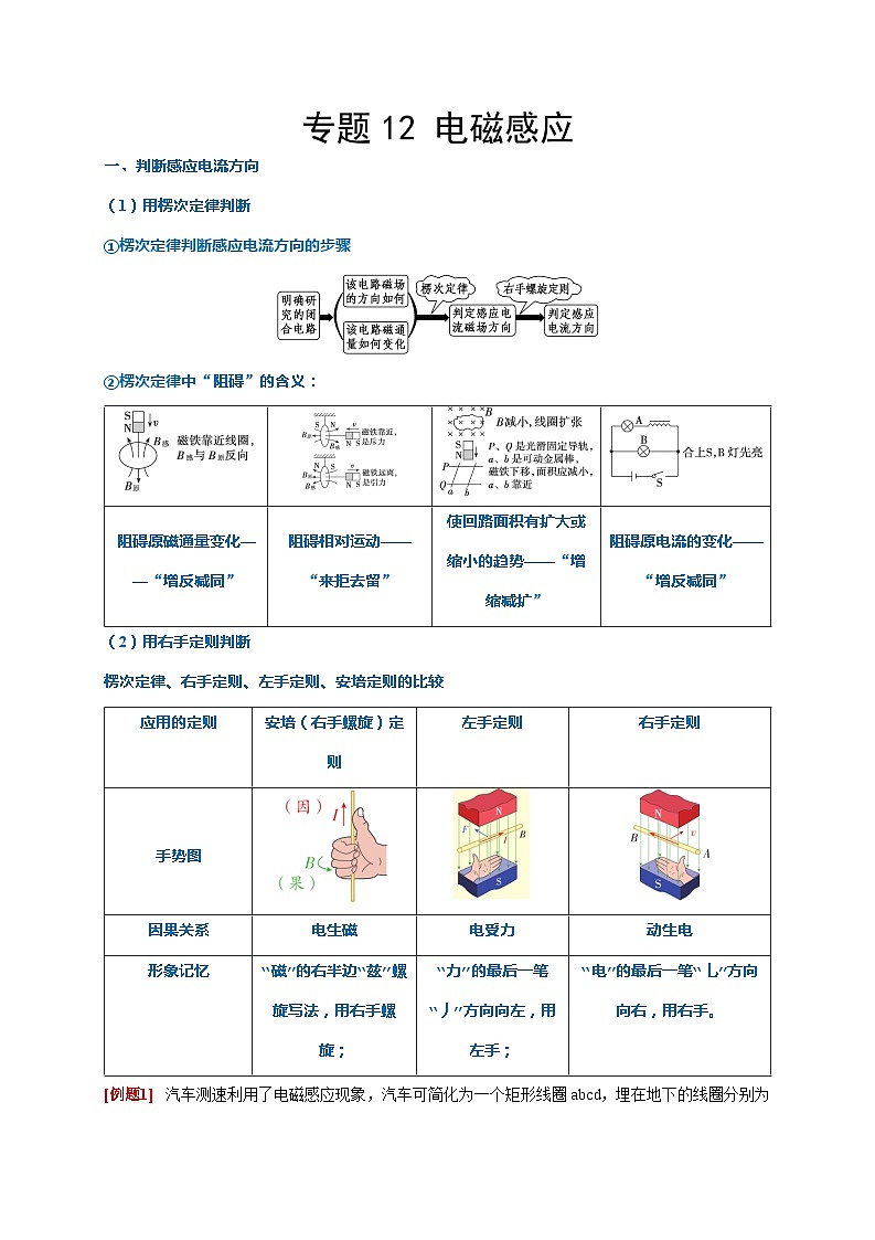 2024年高考物理二轮专题复习-专题12 电磁感应（原卷版+解析版）01