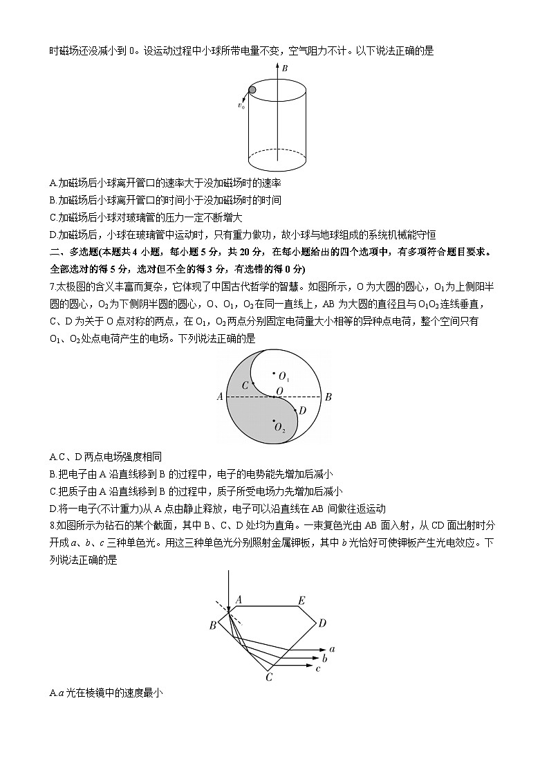2024长沙雅礼中学高三下学期模拟（二）物理试卷含答案第3页
