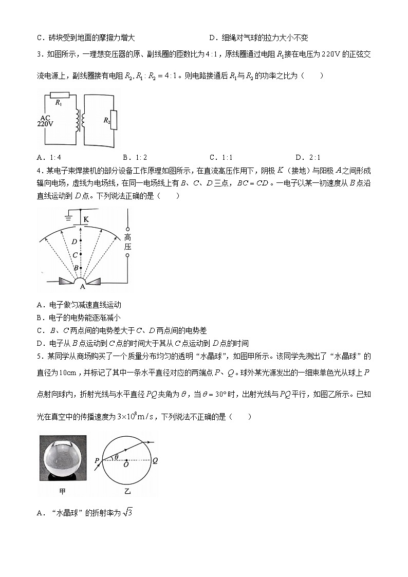 广西重点高中2023-2024学年高二下学期5月月考物理试题02