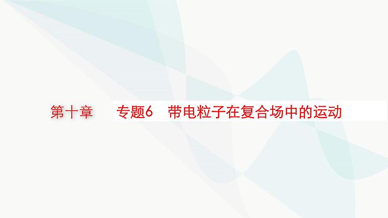 新教材高考物理一轮复习第10章磁场专题6带电粒子在复合场中的运动课件01