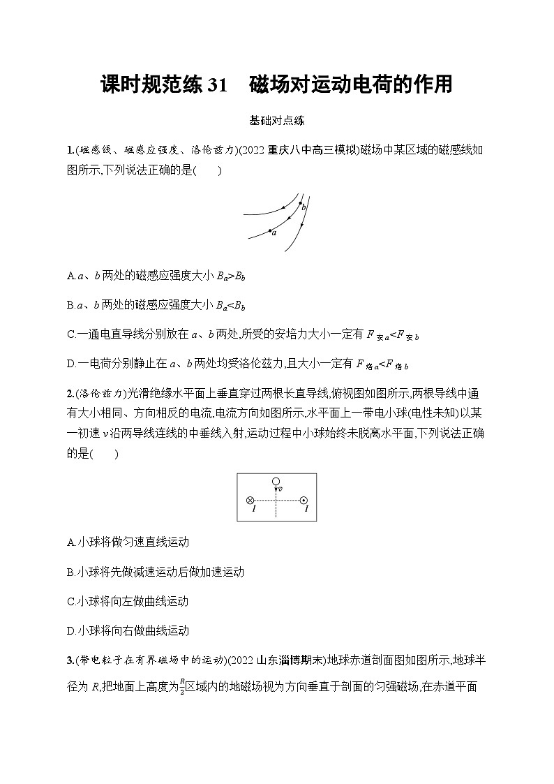 新教材高考物理一轮复习课时规范练31磁场对运动电荷的作用含答案01