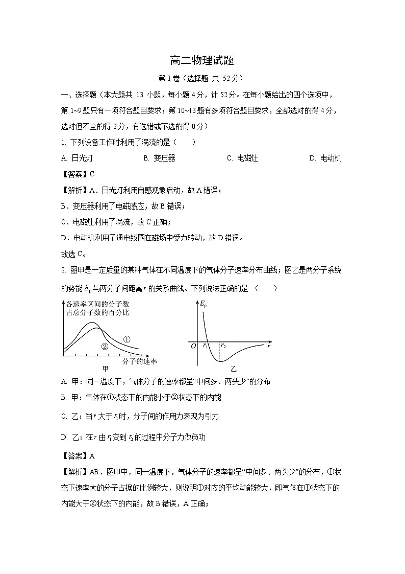 陕西省西安市阎良区2022-2023学年高二下学期期末检测物理试题（解析版）01