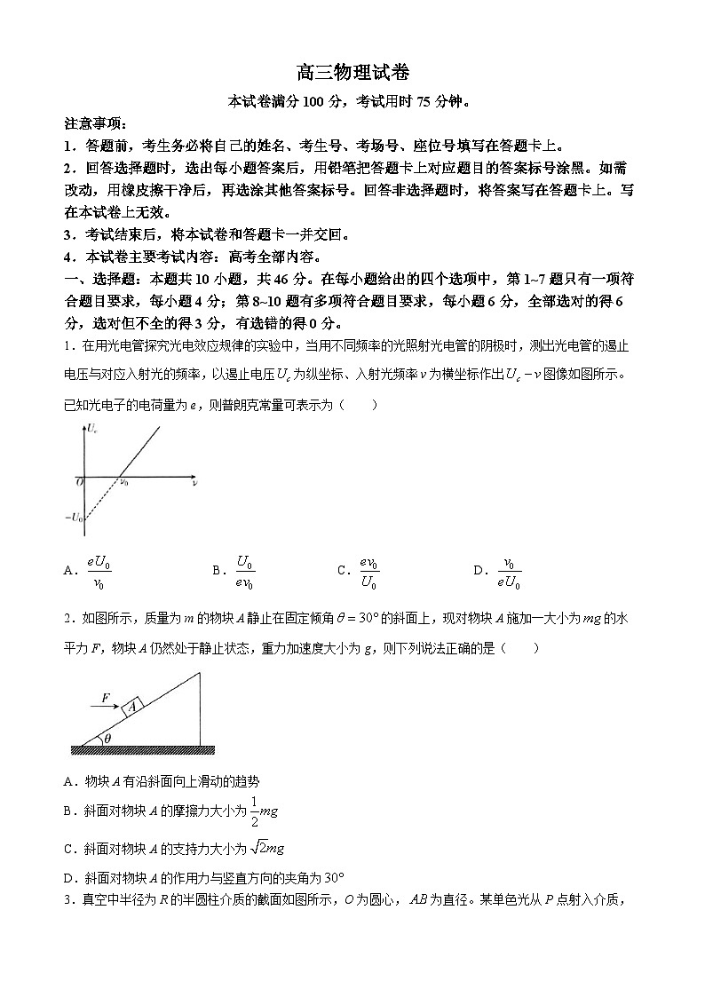 2024江西省部分学校高三下学期5月第一次适应性考试大联考物理试卷01