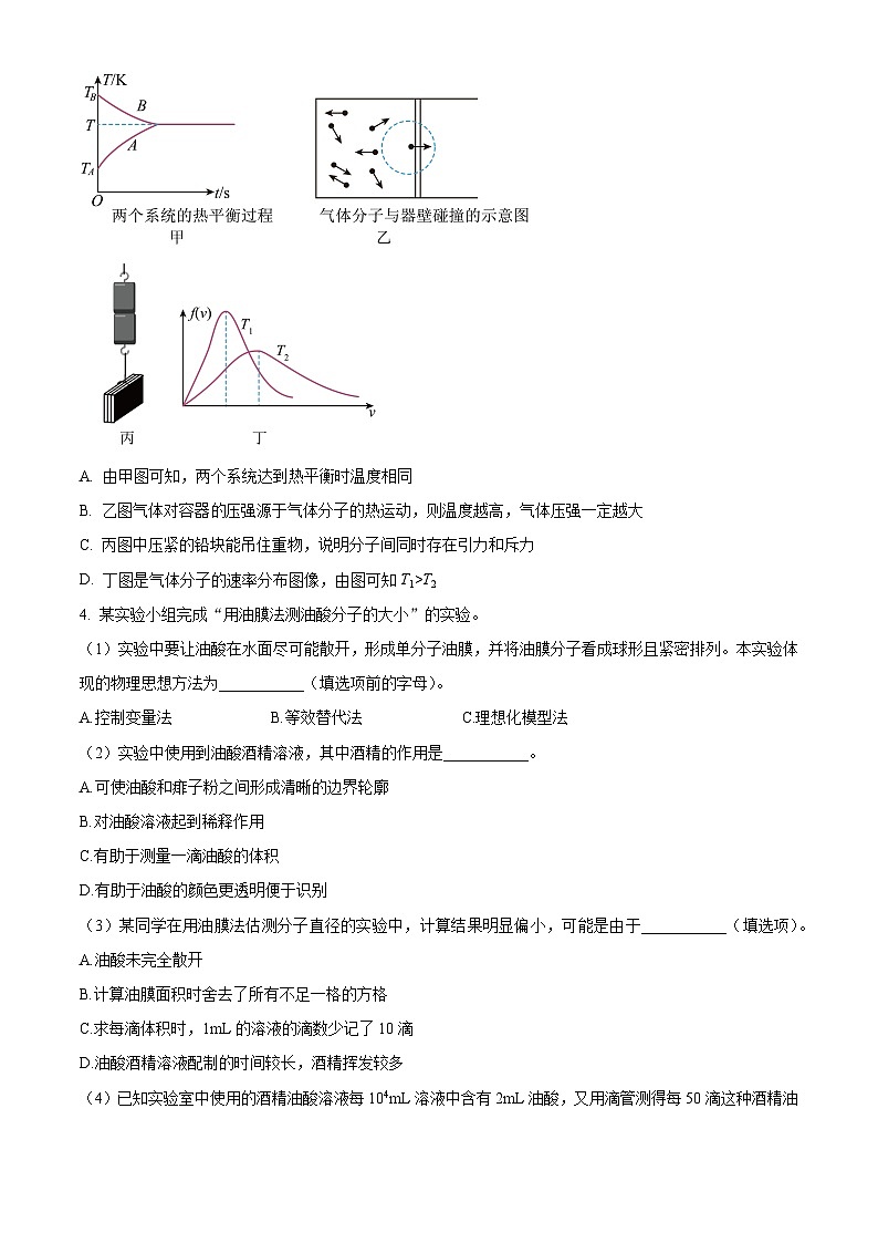 上海市进才中学2023-2024学年高二下学期期中质量检测物理试卷（等级考）02