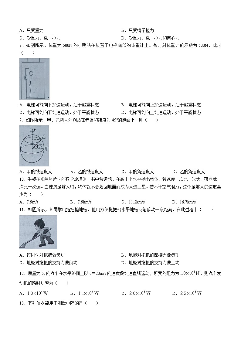 2024届湖南省高二下学期学业水平合格性考试物理试题(含答案)第2页
