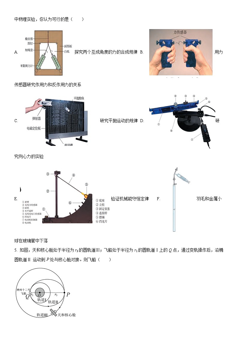 2024年上海市闵行区高三上学期期末高考一模物理试卷含详解第2页