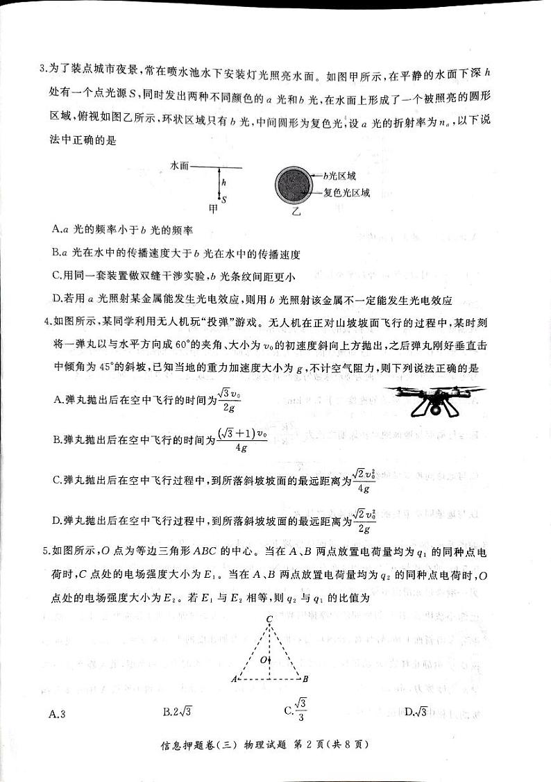 2024届安徽高三信息押题卷物理试题第2页