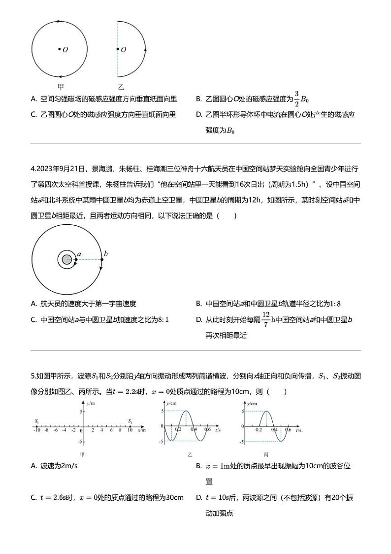 2024年贵州遵义绥阳县高三下学期高考模拟物理试卷（县级冲刺卷（一））02