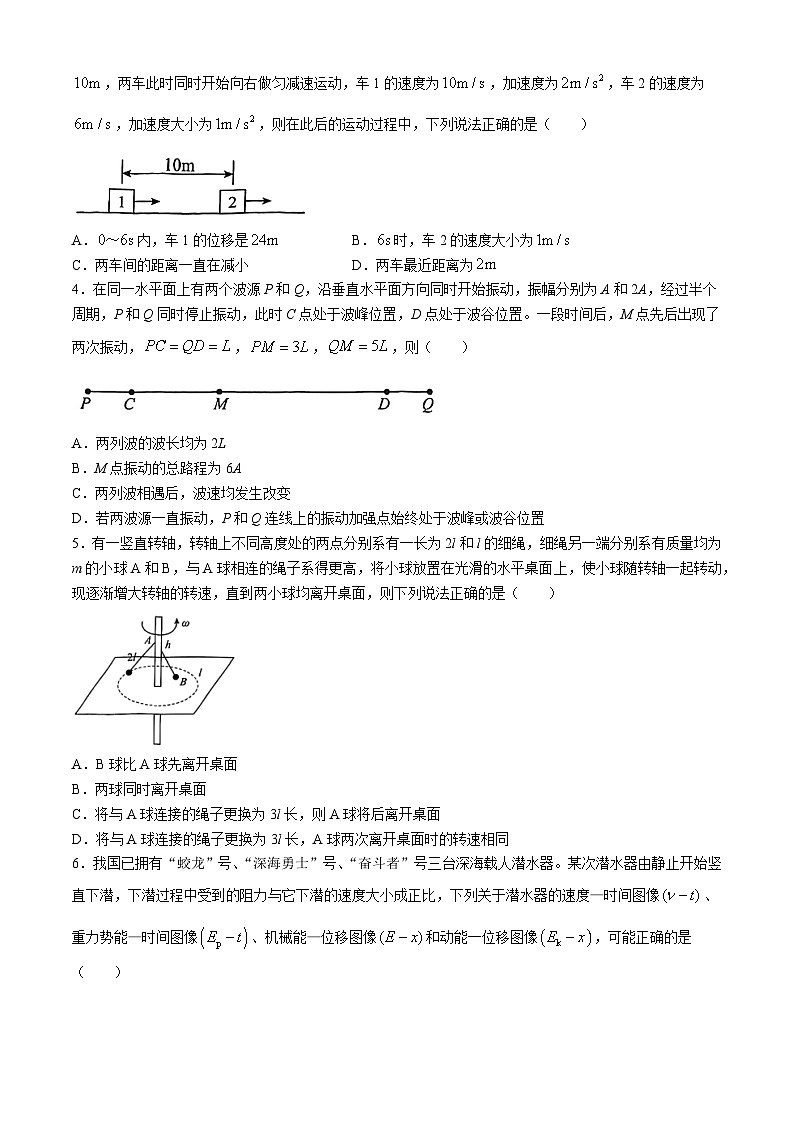 2024届安徽省合肥市合肥一六八中学高三下学期最后一练物理试卷(无答案)第2页