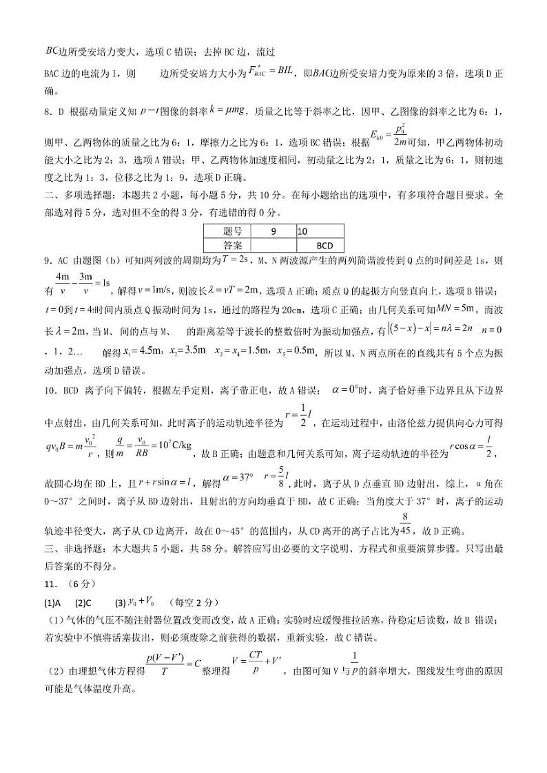 安徽A10联盟2024年高二下学期6月月考物理答案第2页