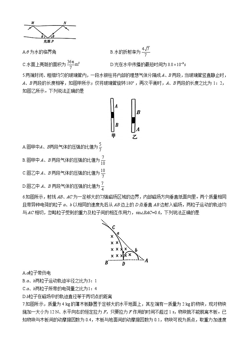 河北省保定市名校协作体2024届高三下学期三模试题 物理 Word版含解析第2页