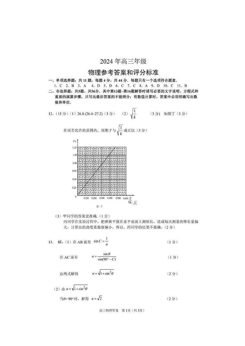 物理试题答案第1页