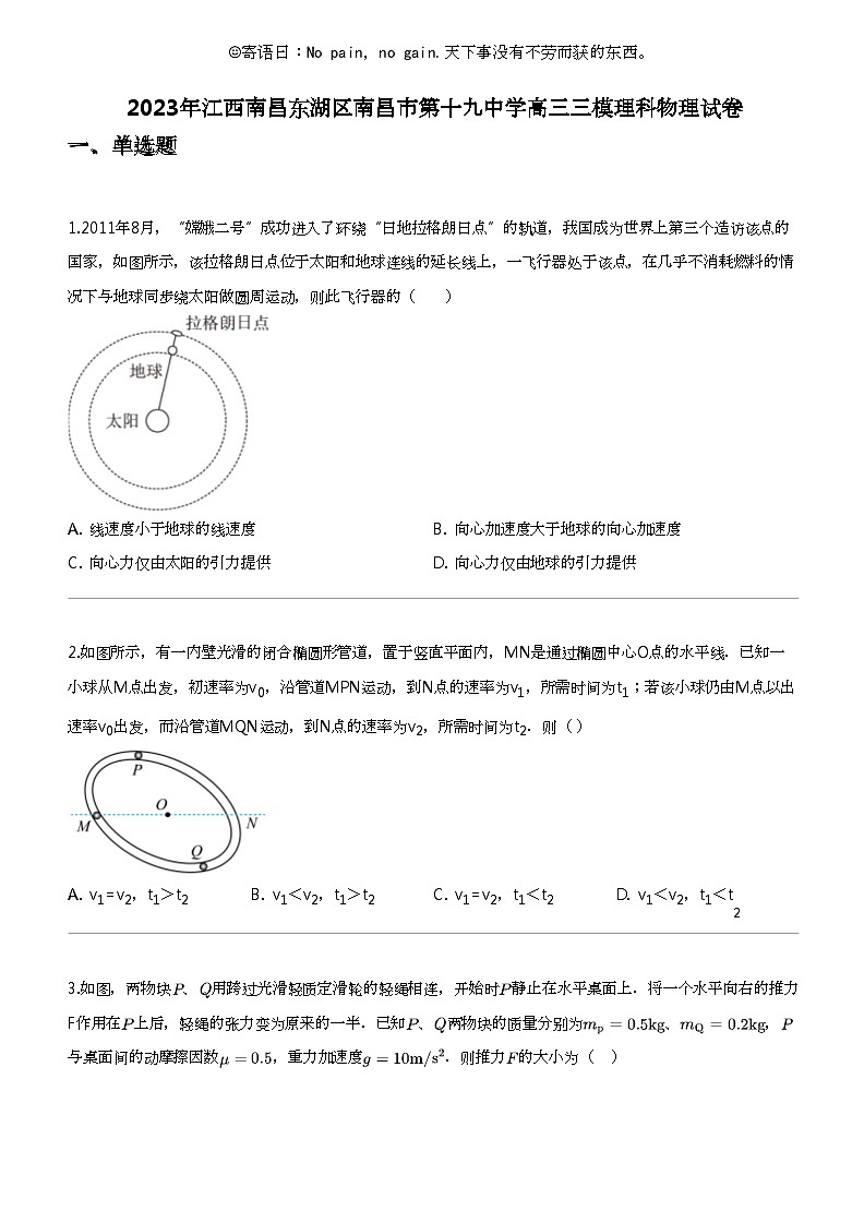 2023年江西南昌东湖区南昌市第十九中学高三三模理科物理试卷01