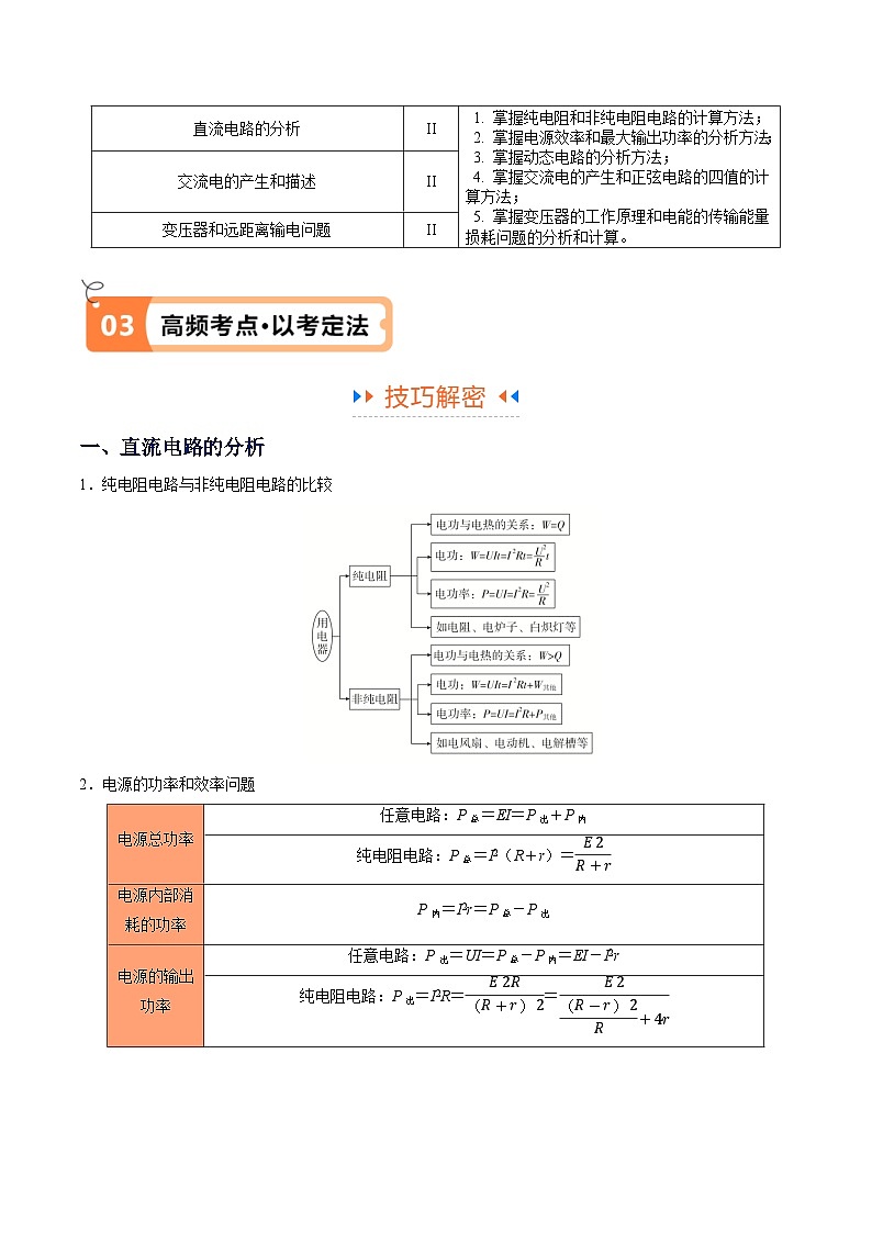 专题11  恒定电流和交变电流（讲义）原卷版-【高频考点解密】2024年高考物理二轮复习高频考点追踪与预测（江苏专用）02