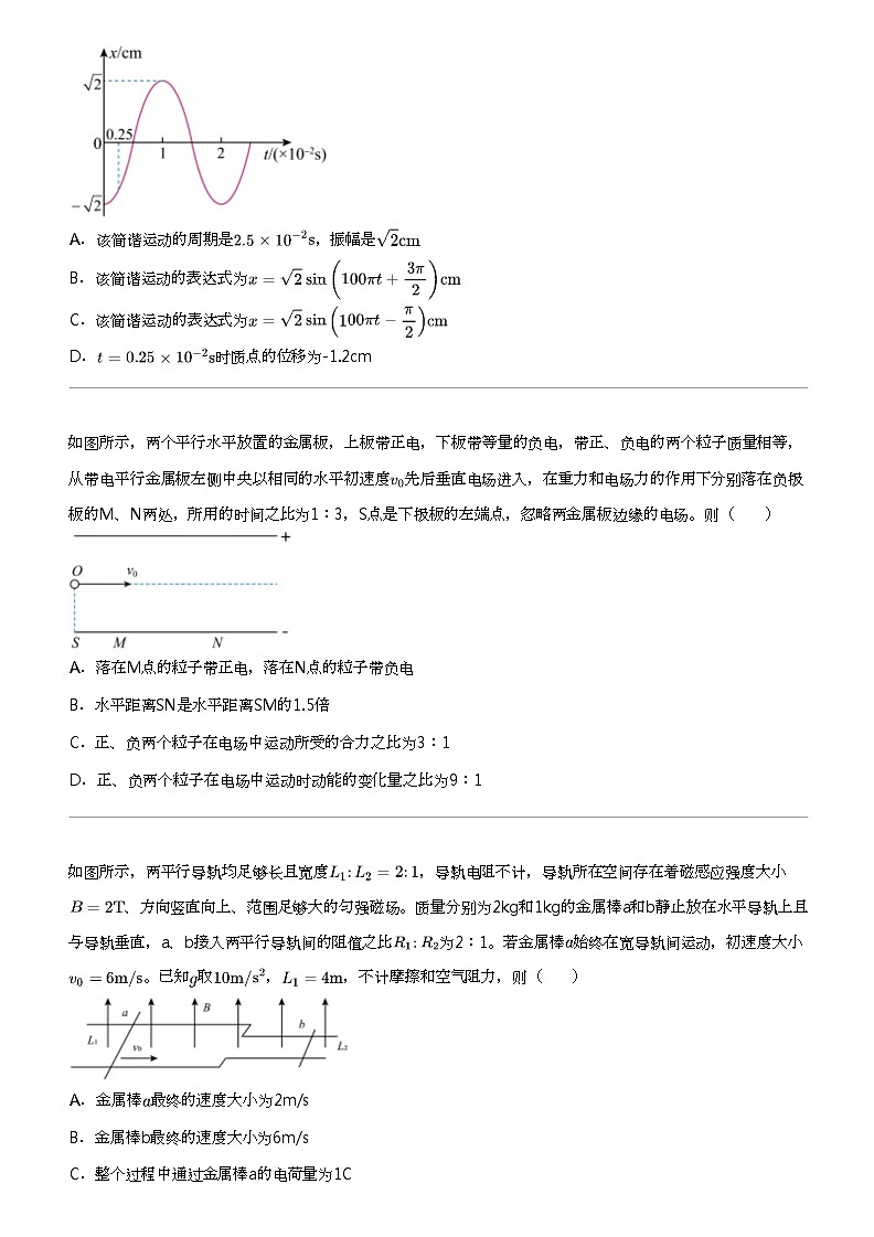2024年山西晋中平遥县平遥县第二中学高三下学期高考模拟物理试卷（冲刺调研（二））03