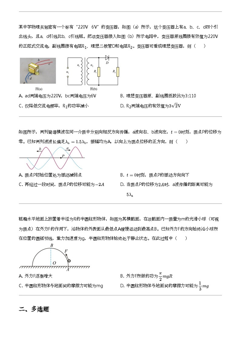 2024年河北高三会考物理试卷（普通高中学业水平选择性猜题卷（五））02