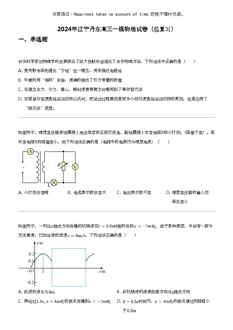 2024年辽宁丹东高三一模物理试卷（总复习）第1页