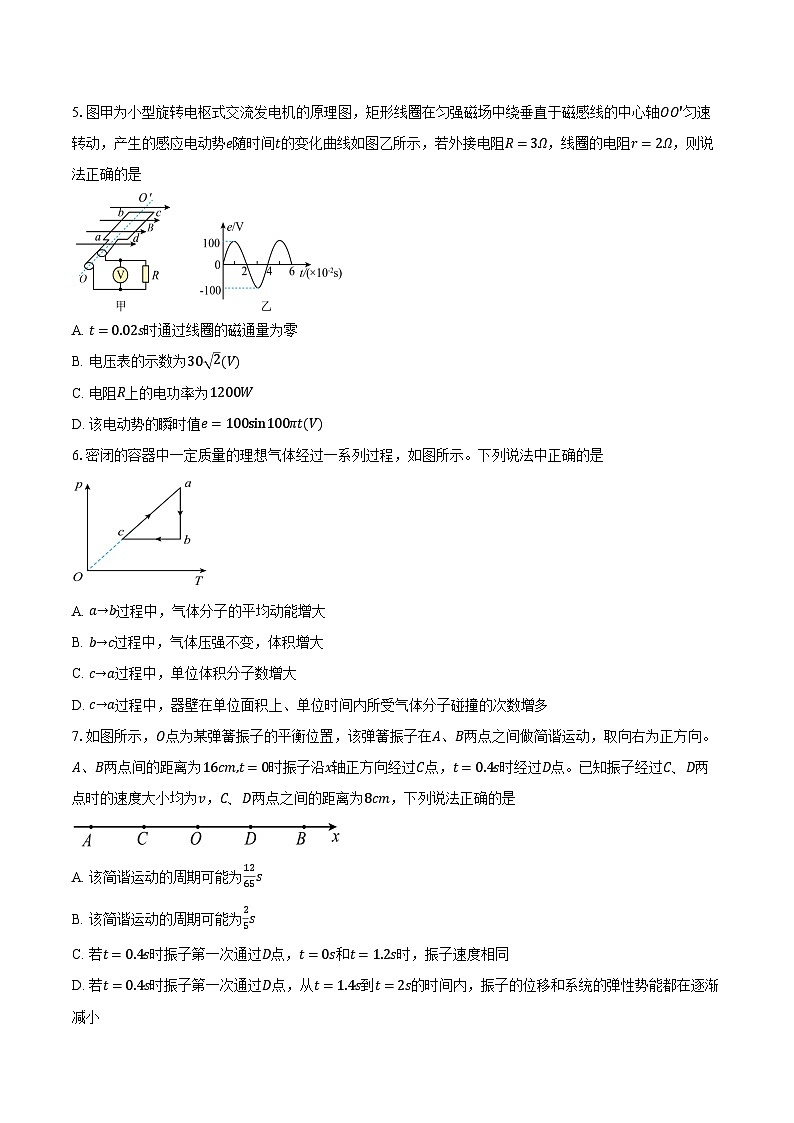 2023-2024学年重庆市第七中学高二（下）月考物理试卷（5月）（含解析）第2页