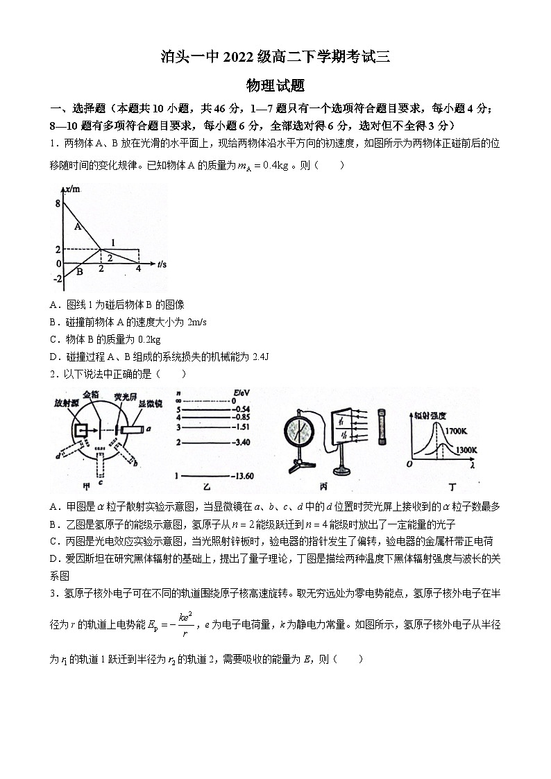河北省沧州市泊头市第一中学2023-2024学年高二下学期6月月考物理试题(无答案)第1页