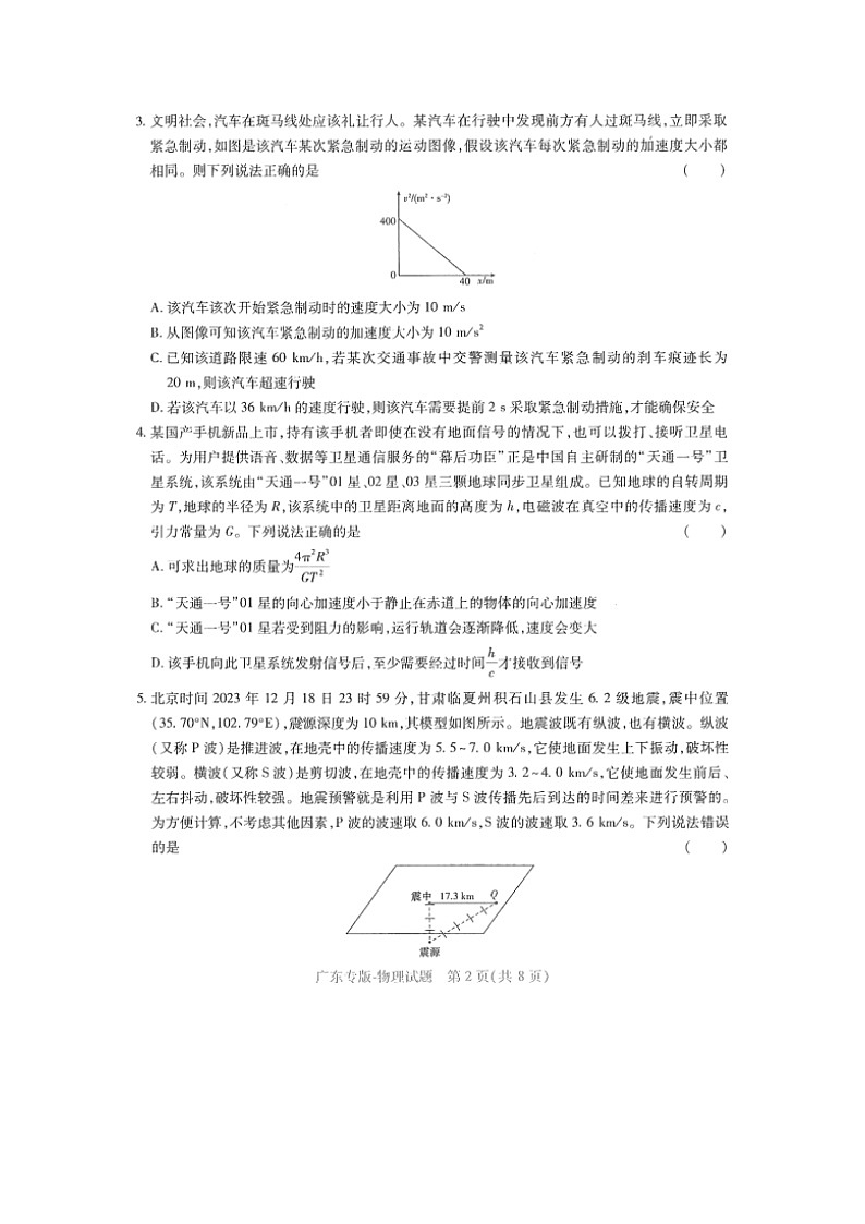 物理：广东省2024年普通高等学校招生全国统一考试预测卷（图片版）第2页