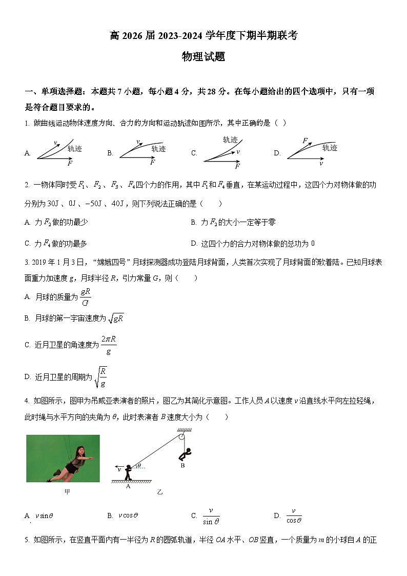 四川省眉山市东坡区2023-2024学年高一下学期5月期中考试物理试题（Word版附解析）第1页