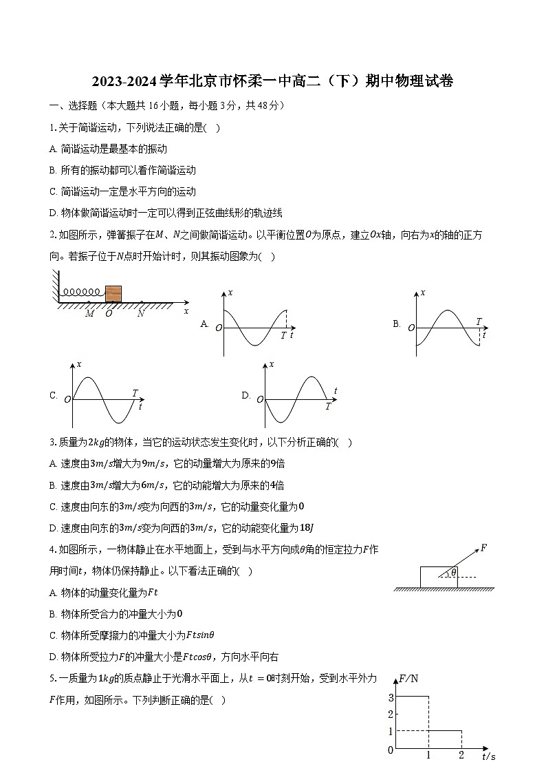 2023-2024学年北京市怀柔一中高二（下）期中物理试卷（含解析）01