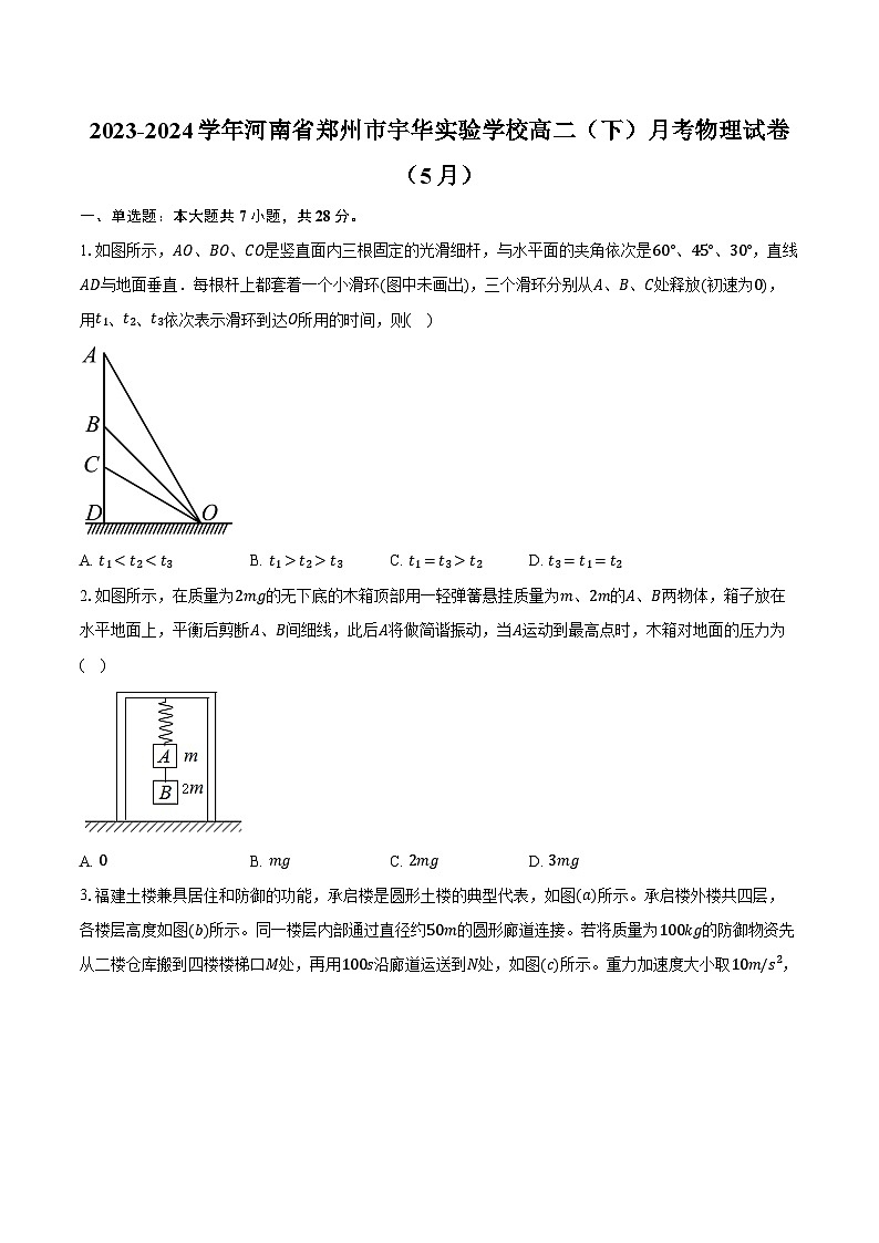 2023-2024学年河南省郑州市宇华实验学校高二（下）月考物理试卷（5月）（含解析）01