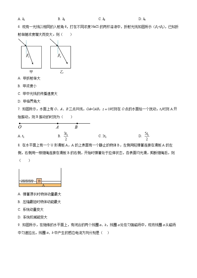2024年高考真题：高考江苏卷物理试卷（网络回忆版）缺第8题、第16题（原卷版）第2页