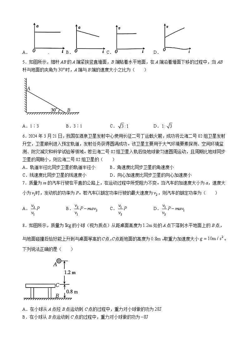 2024驻马店经济开发区高一下学期5月月考试题物理含解析第2页