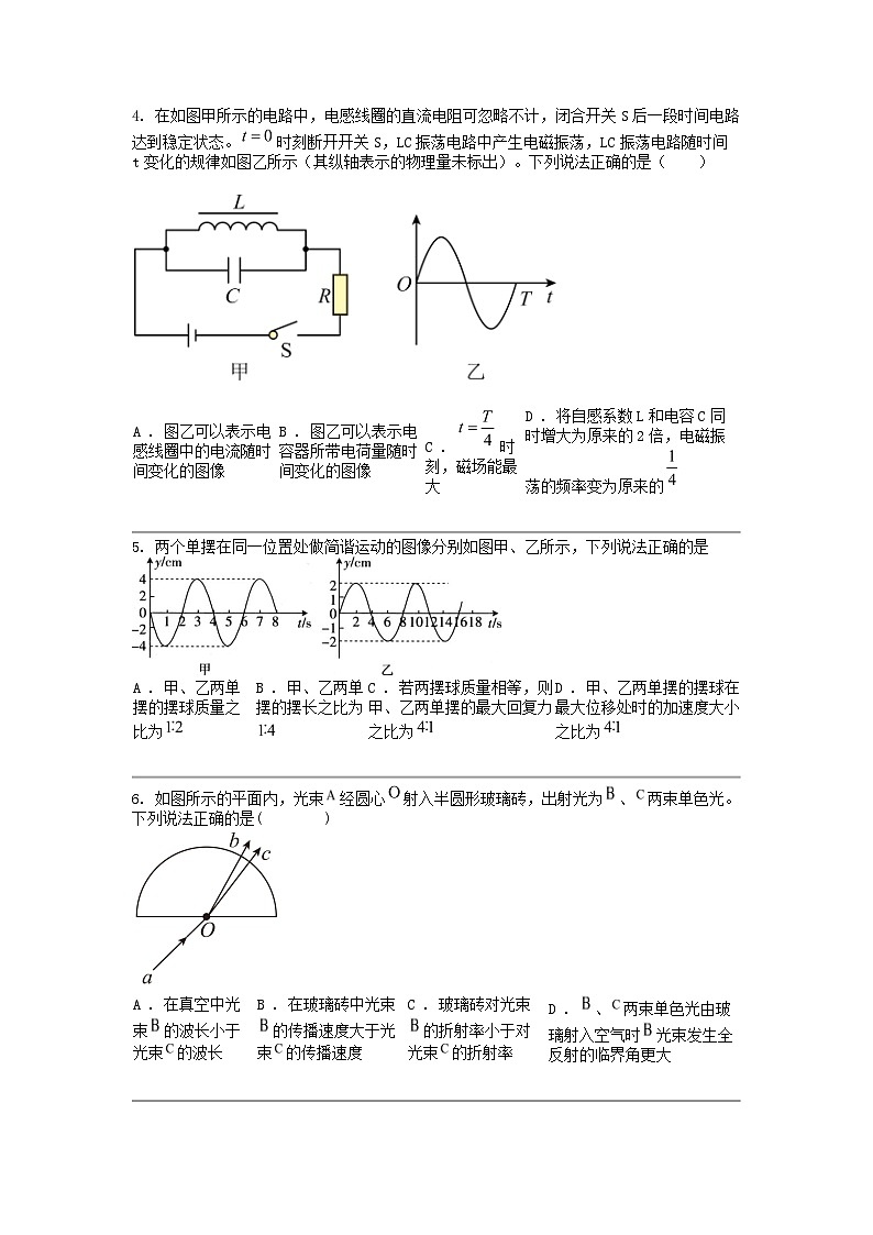 [物理]浙江省丽水市2024年高考物理质检模拟试卷202