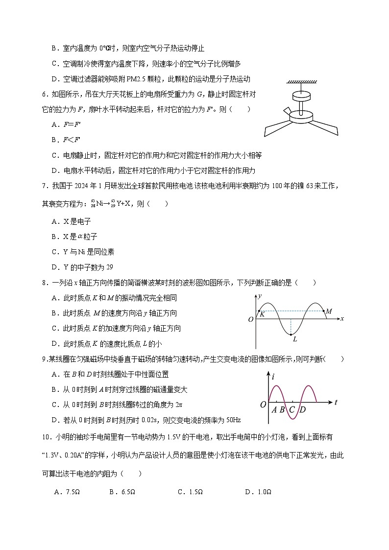 2024届江苏省连云港市东海县石榴高级中学高三下学期5月模拟考试物理试题02