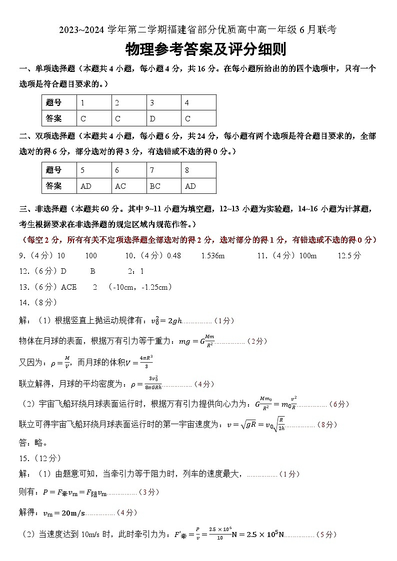 物理试题参考答案第1页