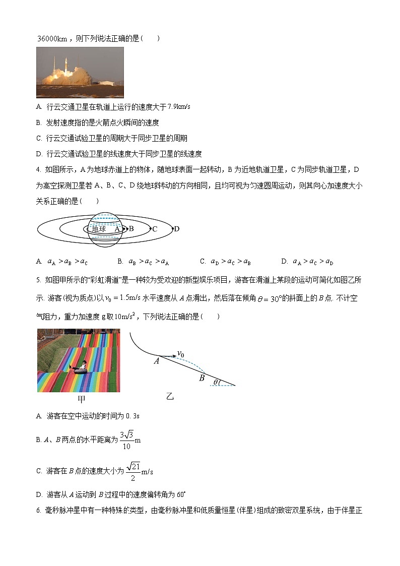 湖北省鄂东南三校2022-2023学年高一下学期3月联考物理试题（原卷版）第2页