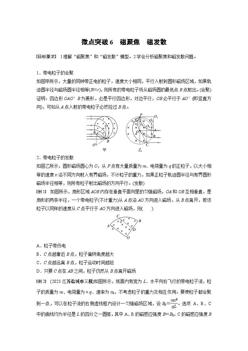 第十一章　微点突破6　磁聚焦　磁发散2025版高考物理一轮复习课件+测试（教师版）+测试（学生版）01