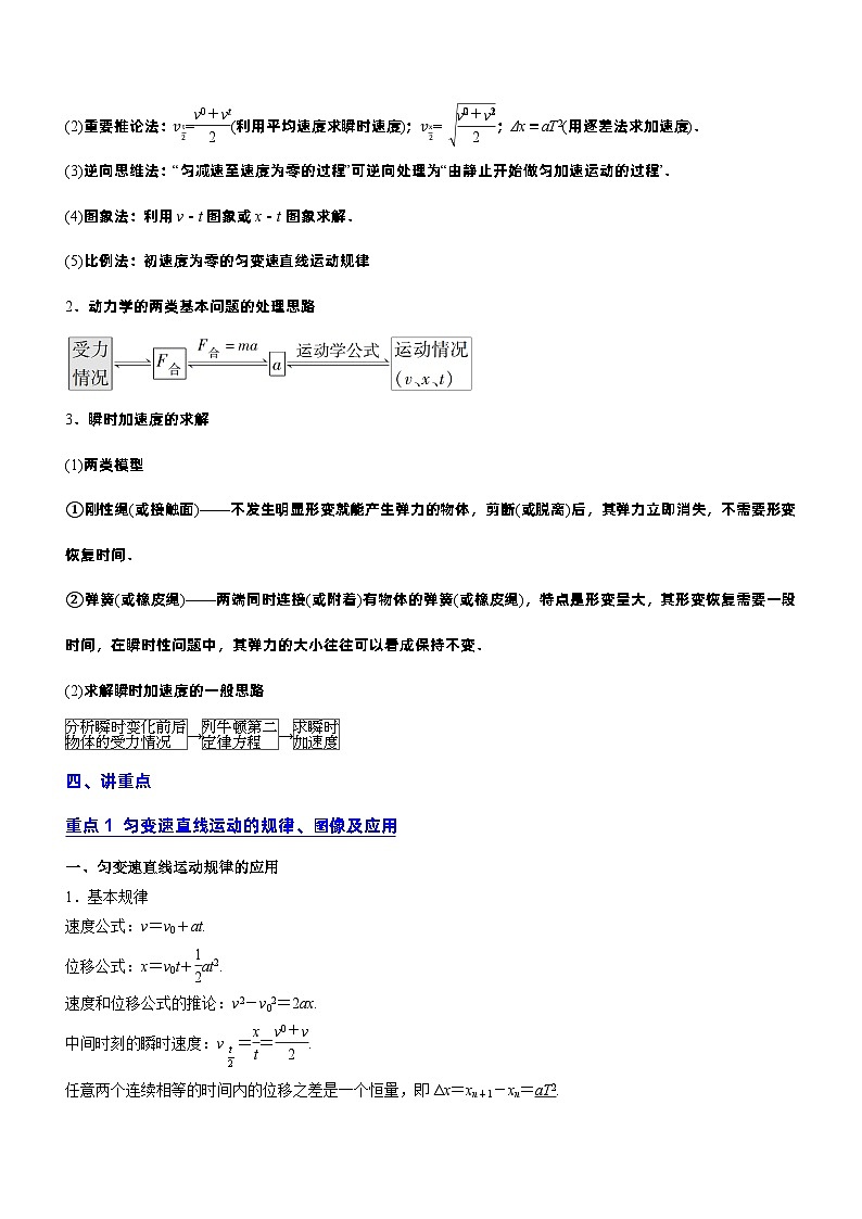 2023年高考物理二轮复习讲练测(新高考专用)专题1.2力与直线运动(讲)(原卷版+解析)03