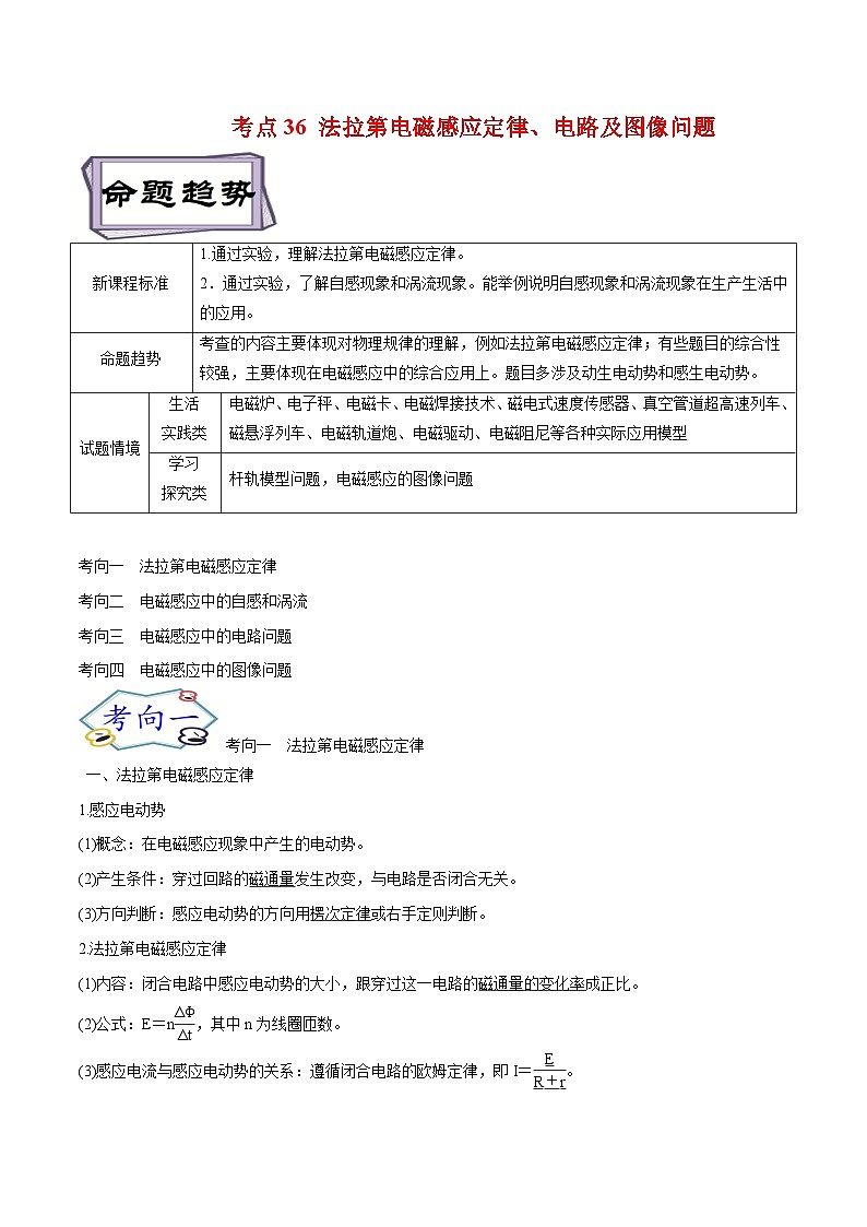 高考物理一轮复习11.2电磁感应--法拉第电磁感应定律和电路及图像问题(原卷版+解析)第1页