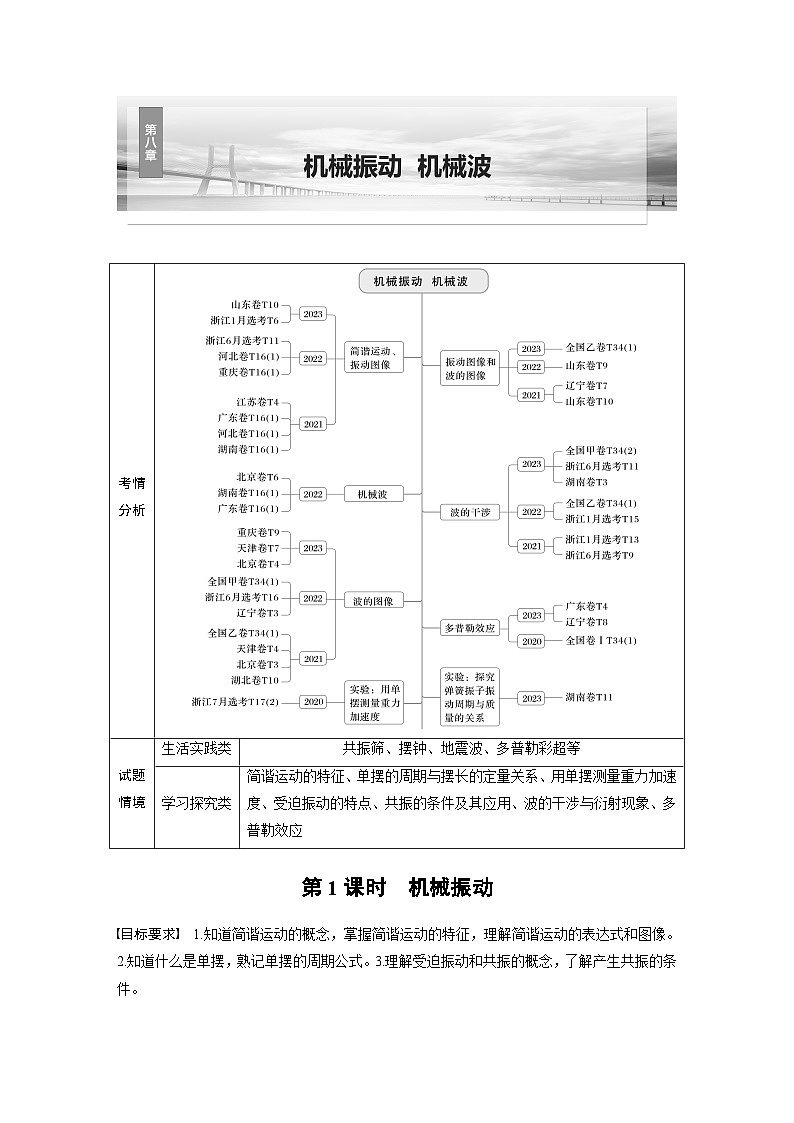 第八章　第1课时　机械振动（教师版）第1页