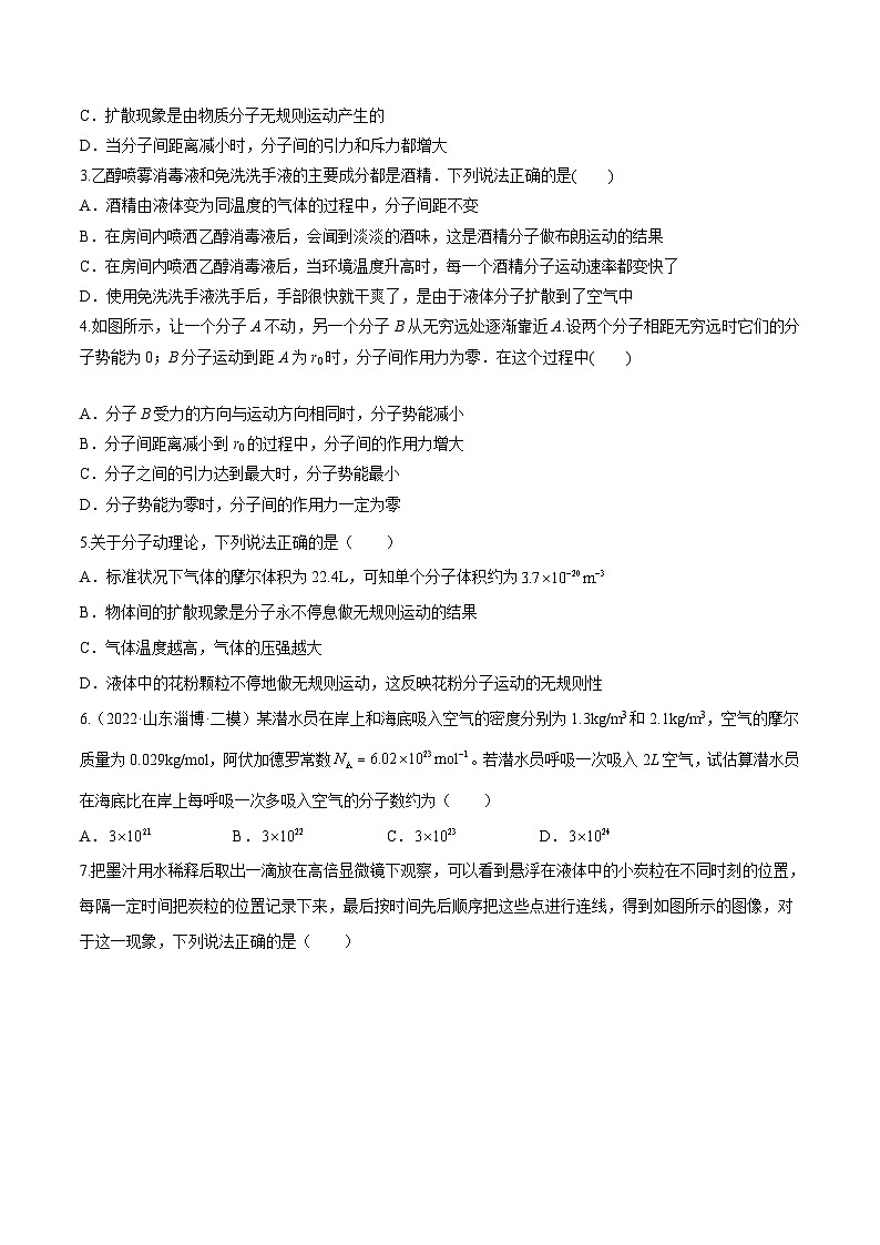 高考物理一轮复习小题多维练(全国通用)第29练分子动理论内能(原卷版+解析)02