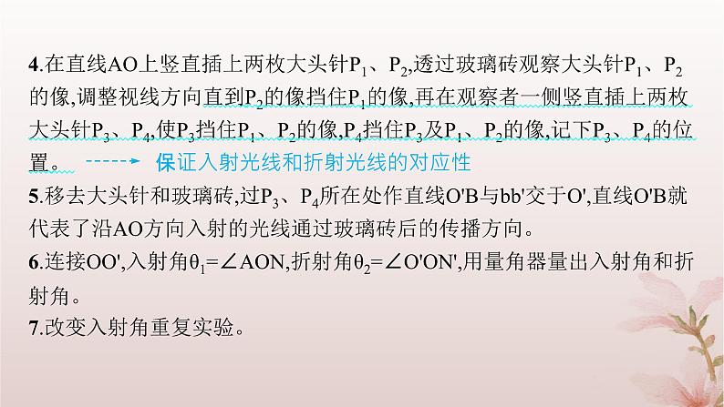 2024_2025学年新教材高中物理第4章光1.光的折射第2课时实验测量玻璃的折射率课件新人教版选择性必修第一册第6页