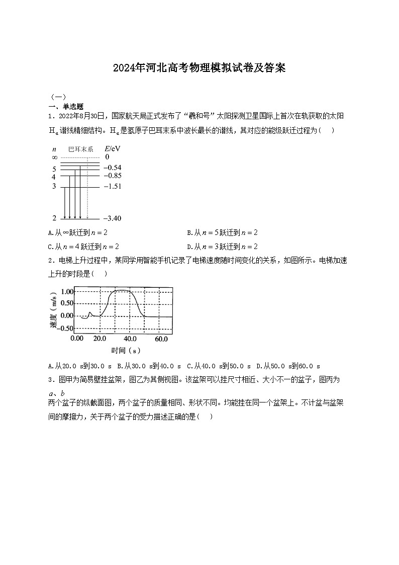 2024年河北高考物理模拟试卷及答案01