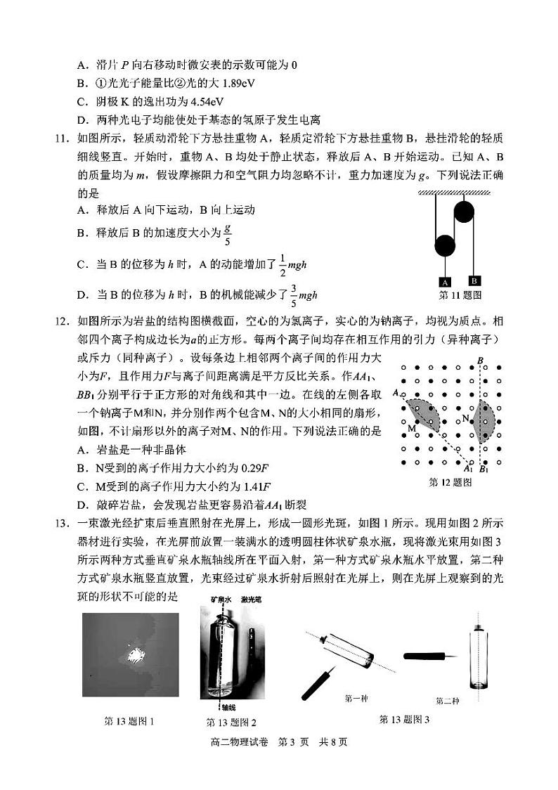 浙江省宁波市2023-2024学年高二下学期6月期末考试物理试题03
