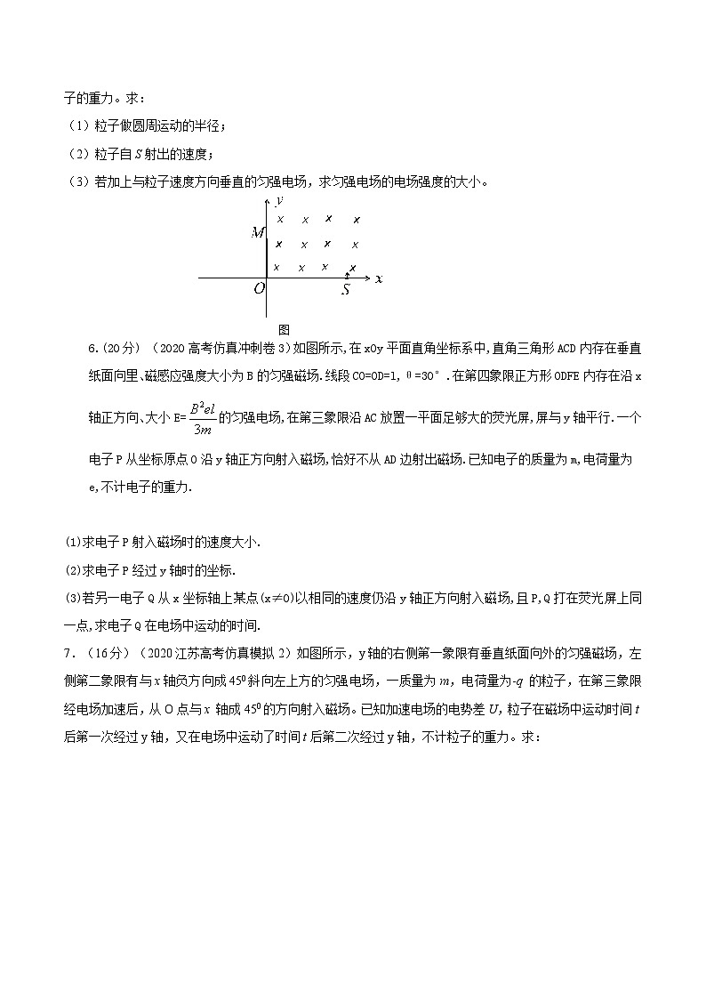 高考物理磁场常用模型最新模拟题精练专题14.磁场+电场模型(原卷版+解析)03
