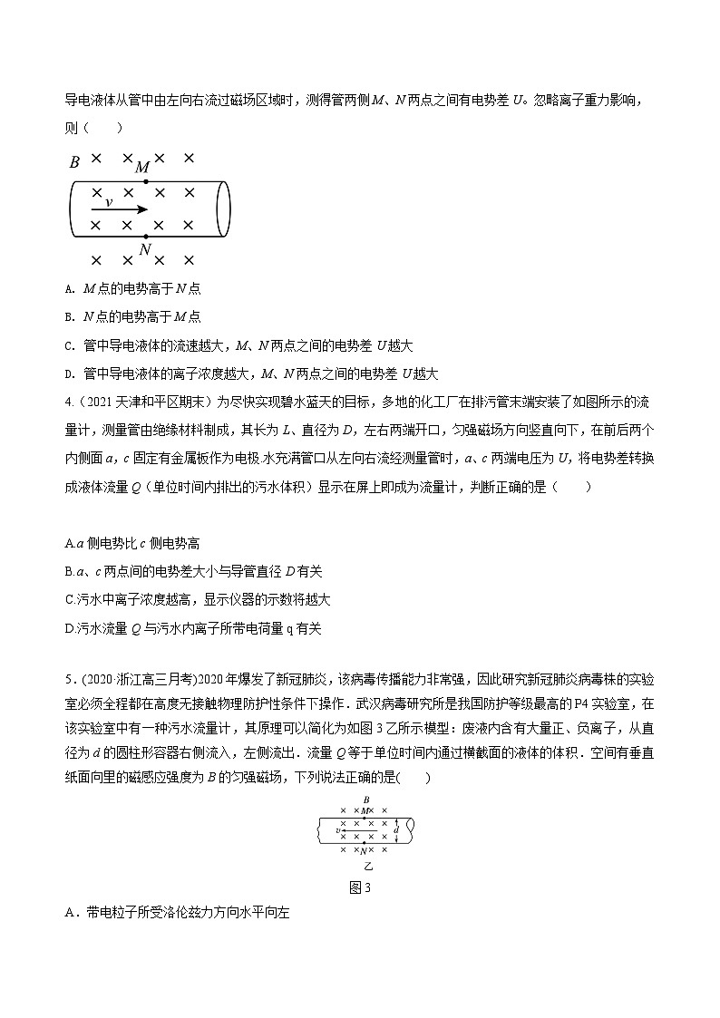 高考物理磁场常用模型最新模拟题精练专题26.电磁流量计模型(原卷版+解析)02