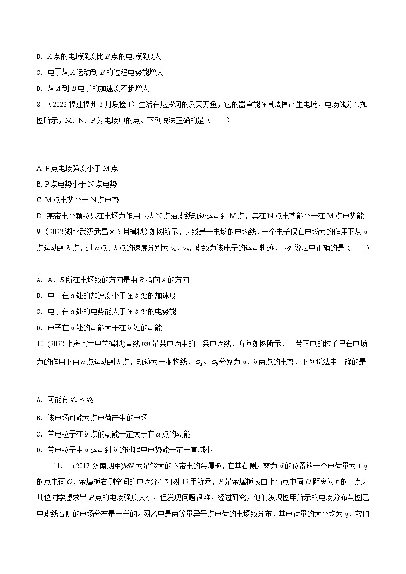 高考物理电场常用模型最新模拟题精练专题2.电场线模型(原卷版+解析)第3页