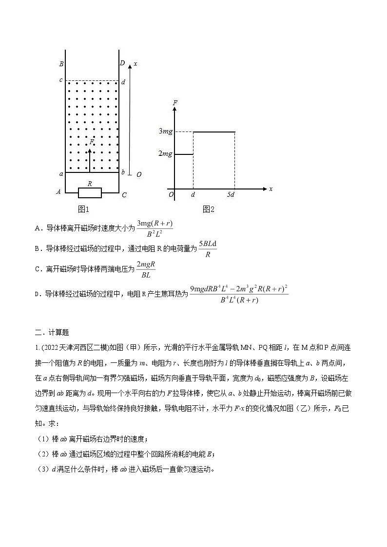 高考物理电磁感应常用模型模拟题精练专题9力图象信息模型(原卷版+解析)02