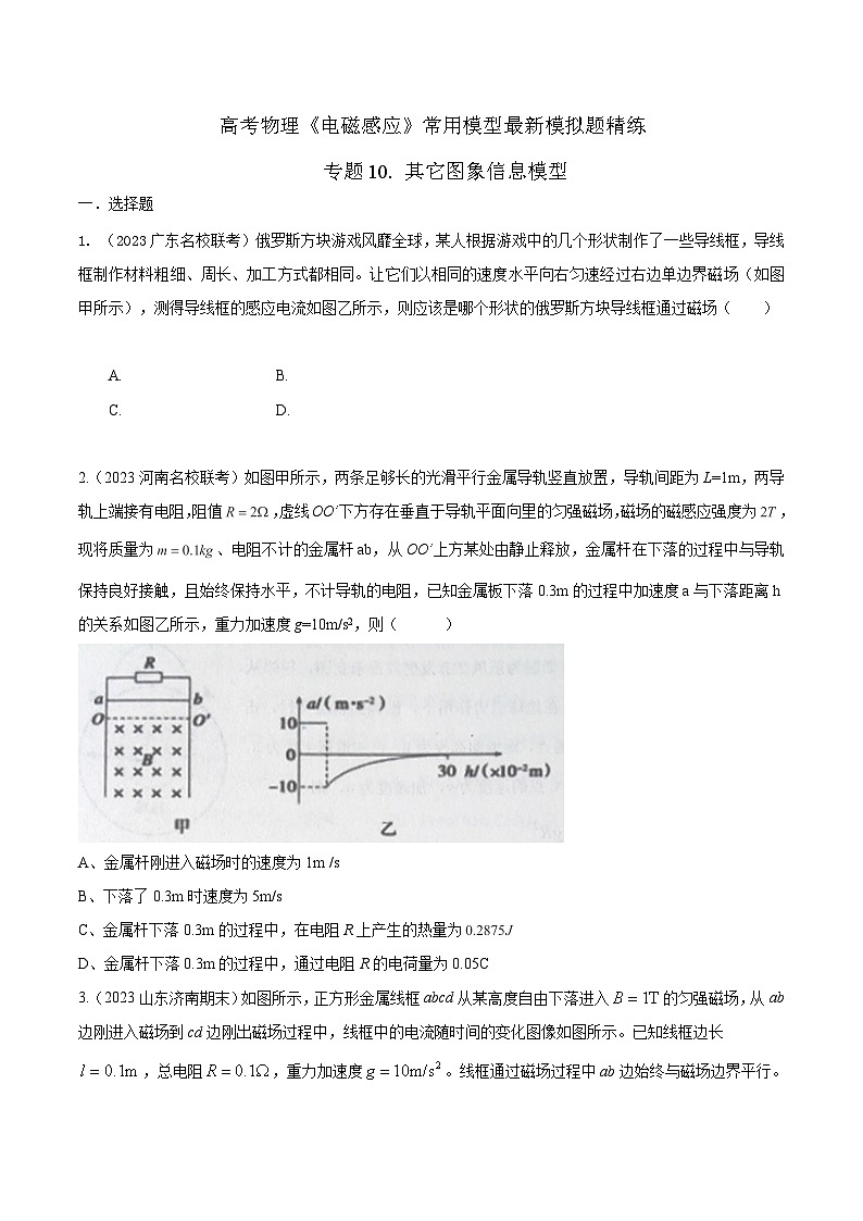 高考物理电磁感应常用模型模拟题精练专题10其它图象信息模型(原卷版+解析)01