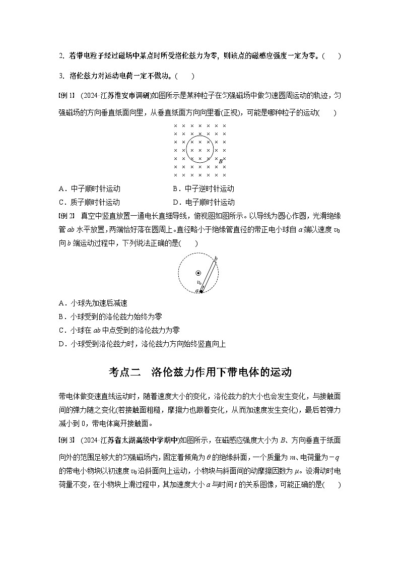 2025年高考物理大一轮复习 第十一章　第2课时　磁场对运动电荷(带电体)的作用 课件及学案02