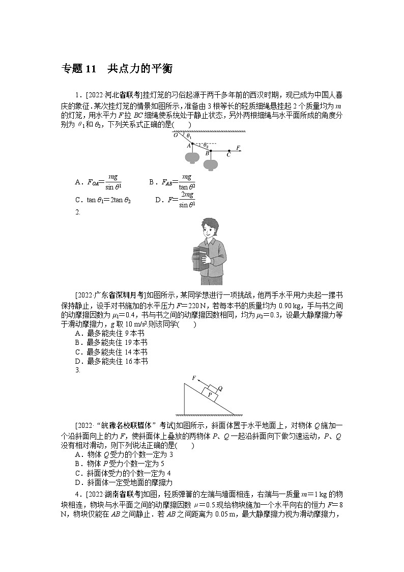 2024年《微专题·小练习》·高考物理·新教材专题11共点力的平衡第1页