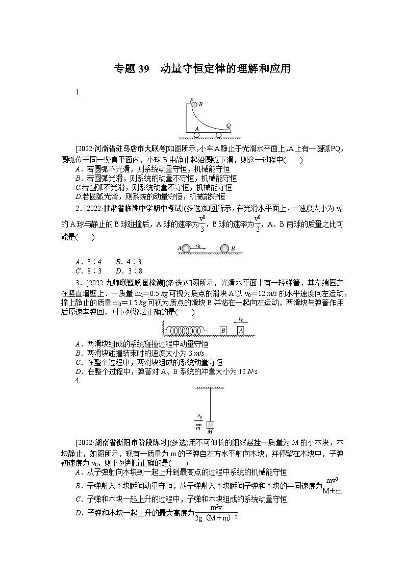 2024年《微专题·小练习》·高考物理·新教材专题39动量守恒定律的理解和应用01