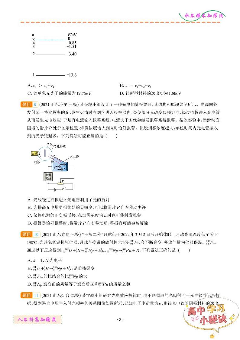 近代物理--5年高考1年模拟物理好题分类汇编（学生版）第3页